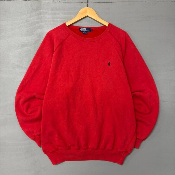 Vintage Polo Ralph Lauren Red 80% Cotton Pullover Crewneck Sweatshirt‎ Large - Picture 1 of 6